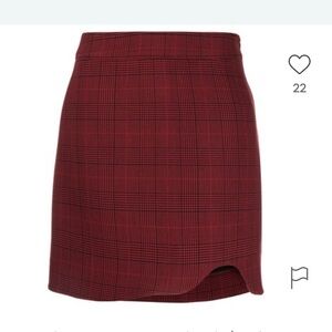 Ganni Red Checked Asymmetric Skirt